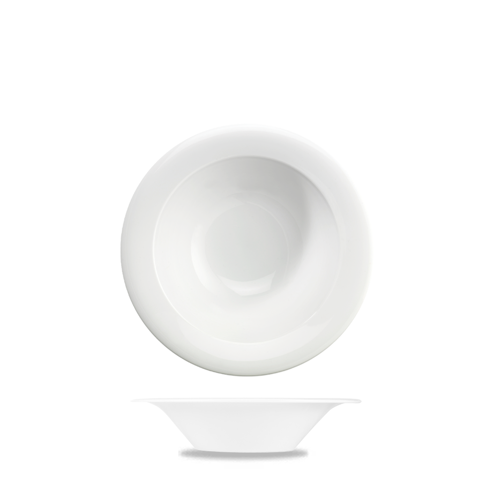 Weiße Porzellanschale, Draufsicht, Seitenansicht.