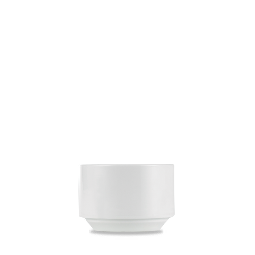 Weiße, runde Porzellanschale, minimalistisch.