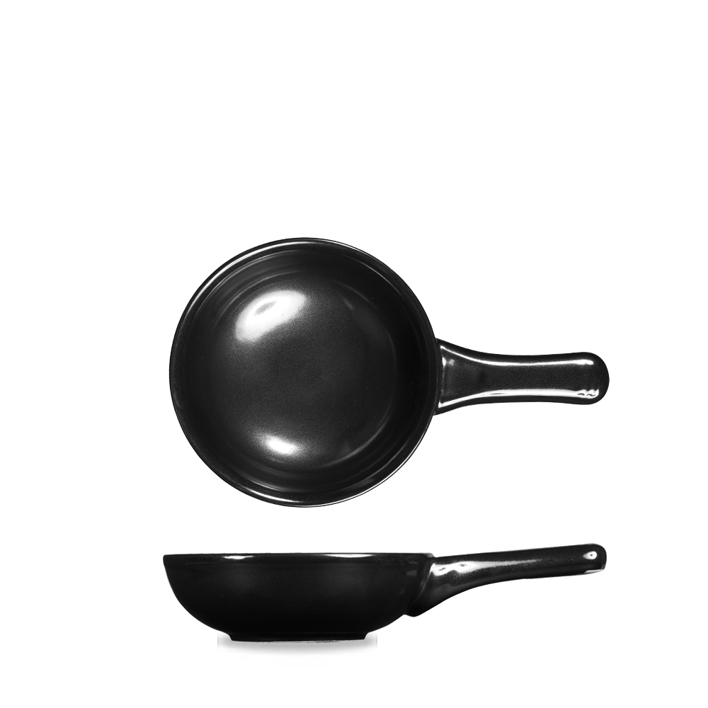 Zwei schwarze Pfannen mit Griff.