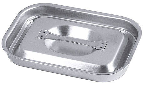 Edelstahl-Gastronomiebehälter mit Deckel.