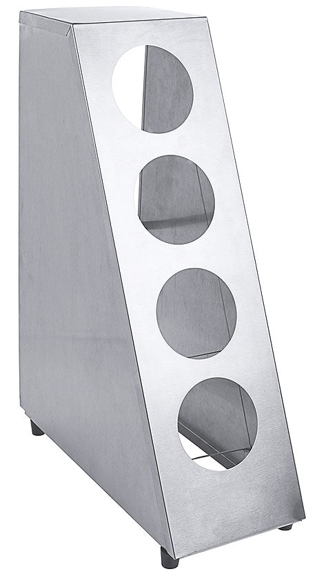 Edelstahl-Besteckhalter mit vier Öffnungen.