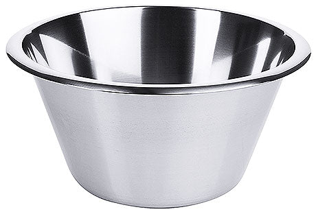 Metallschüssel aus Edelstahl, glänzend.