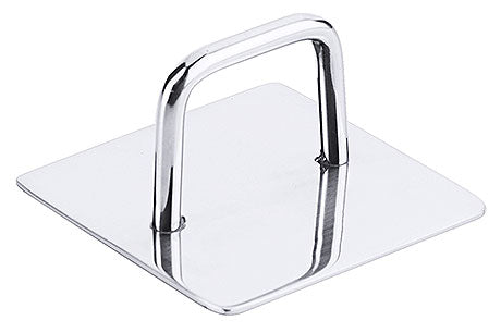 Metallischer Grillpressenheber aus Edelstahl.