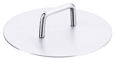 Runder Grillpressen-Deckel aus Metall.