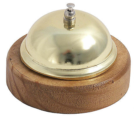Glocke auf Holzsockel, Messing.