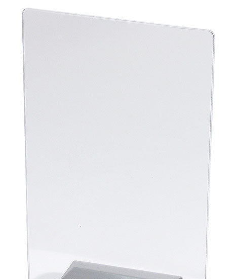 Transparenter Speisekartenhalter aus Acryl.