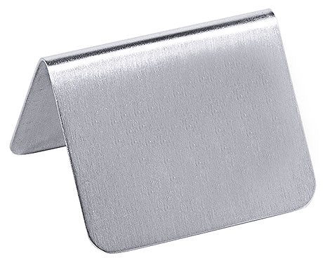 Metallisches Tischaufsteller-Schild ohne Text.
