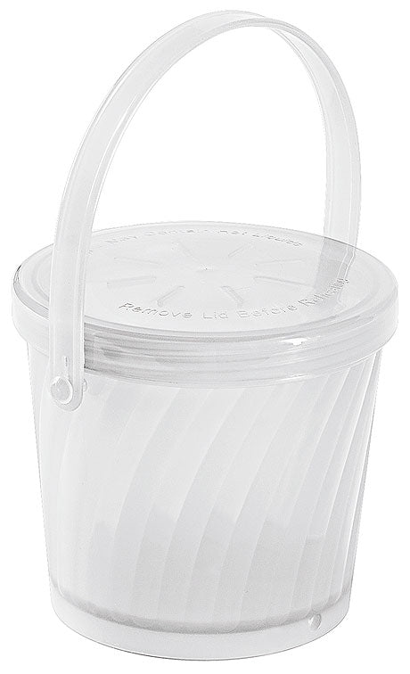 Transparenter Eiskübel mit Henkel.