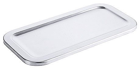 Rechteckiges Edelstahltablett für Gastronomie.