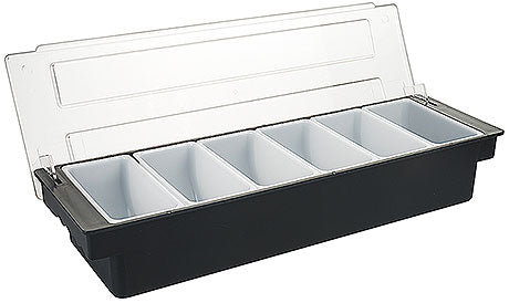 Gastronomie-Behälter mit Fächern.