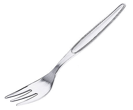 Silberne Gabel mit drei Zinken.