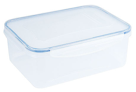 Transparente Kunststoff-Aufbewahrungsbox mit Deckel.