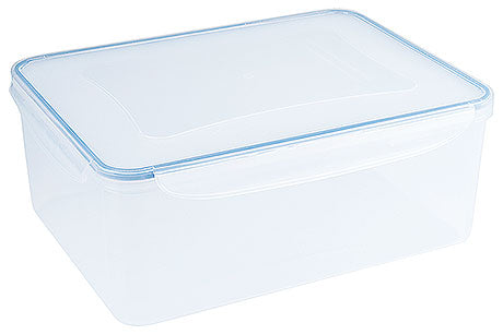 Transparente Kunststoffbox mit Deckel.