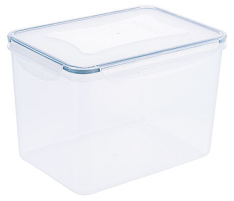 Transparente Kunststoff-Aufbewahrungsbox mit Deckel.