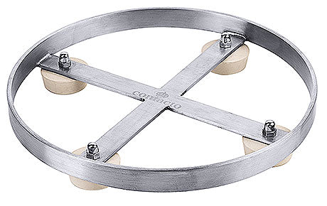 Topfuntersetzer aus Metall mit Rollen.