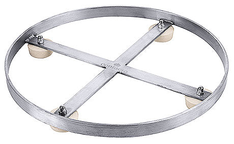 Topfuntersetzer aus Metall mit Rollen.