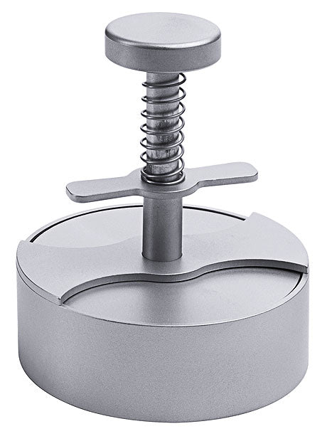 Burgerpresse aus Metall, silber.