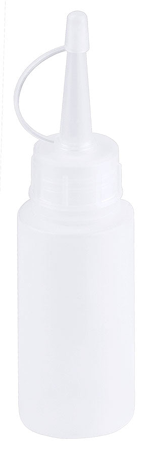 Transparente Quetschflasche mit Deckel.