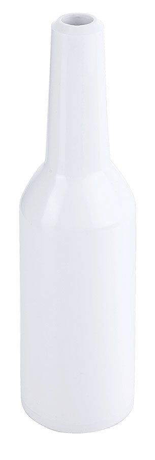 Weiße Flasche, schlank, zylindrisch.
