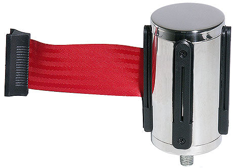 Absperrband mit Wandhalterung.