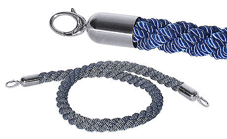 Blaues Absperrseil mit Haken.