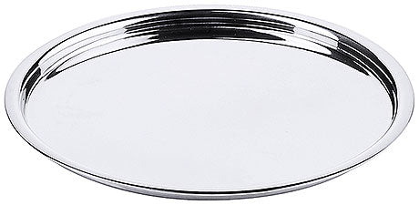 Rundes Edelstahl-Tablett für Gastronomie.