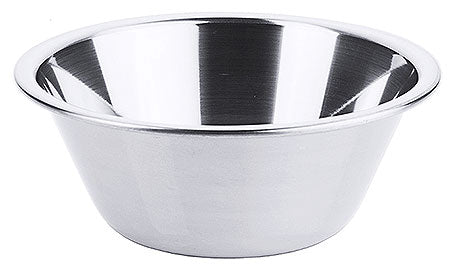 Metallschüssel aus Edelstahl, glänzend.