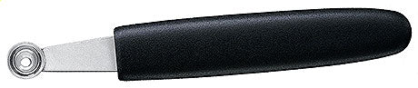 Schwarzer Griff mit Metallklinge.