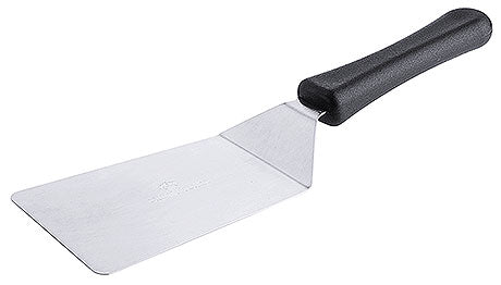 Metallspatel mit schwarzem Griff.