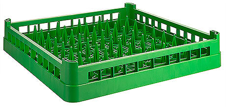 Grüner Geschirrkorb mit Stacheln.