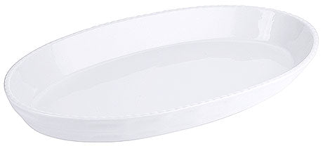 Ovaler weißer Porzellanteller.