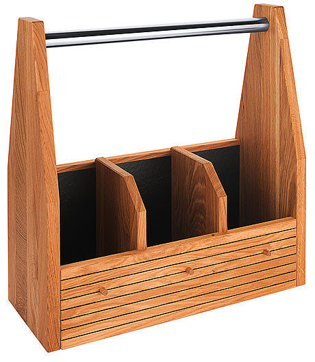 Holz-Organizer mit Fächern.