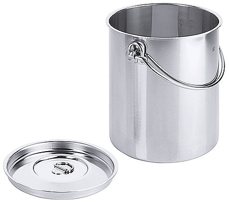 Edelstahlbehälter mit Deckel geöffnet.