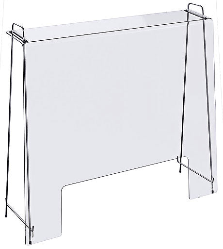Transparente Hygieneschutzwand mit Ständer.