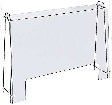Transparente Hygieneschutzwand mit Ständer.