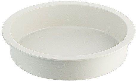 Runde, weiße Servierschale aus Kunststoff.