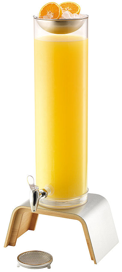 Saftspender mit Orangenscheiben oben.