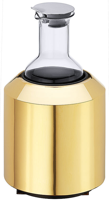 Goldener Flaschenkühler mit Flasche.