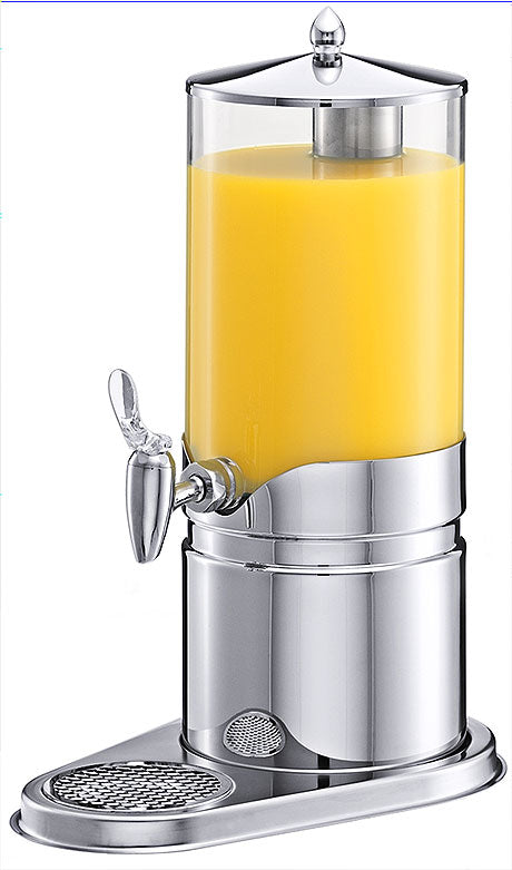 Saftspender aus Edelstahl und Glas.
