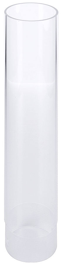 Transparenter zylindrischer Behälter, leer.