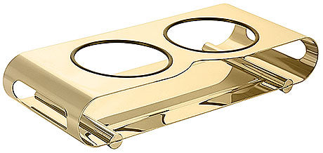 Goldener Flaschenhalter mit Aussparungen.