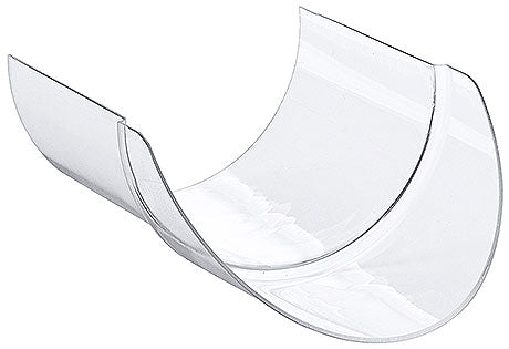 Transparente Kunststoffschale, gebogen.