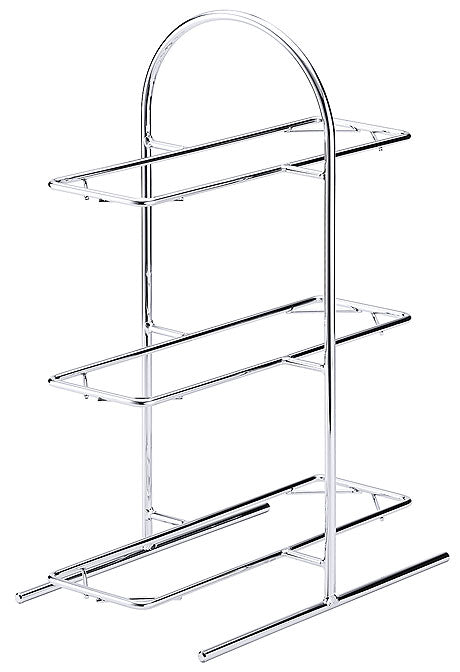 Dreistufiger Metallständer für Tabletts.