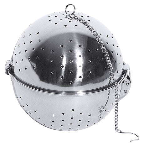 Großer Edelstahl-Teeball mit Kette.