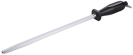 Wetzstahl mit schwarzem Griff.