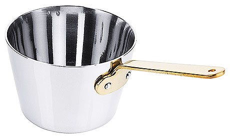 Silberner Topf mit Griff.