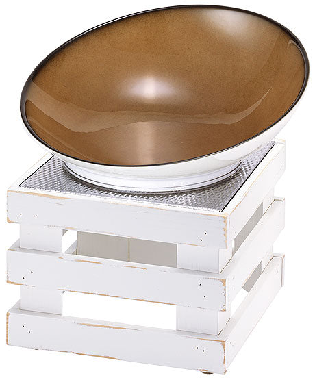 Schale auf weißem Holzständer.