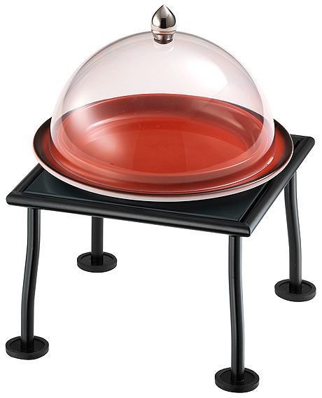 Buffetständer mit Glashaube und Teller.