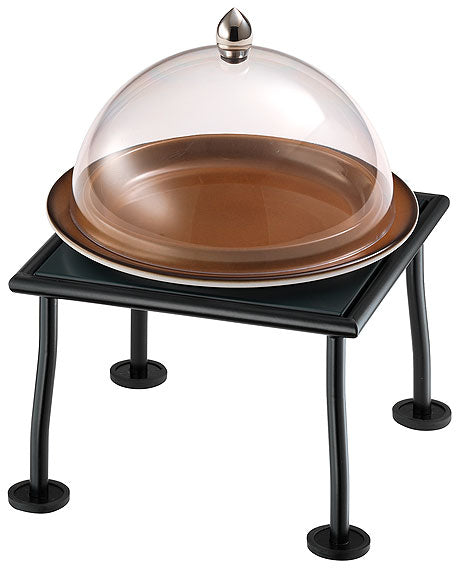Buffetständer mit Glashaube und Tablett.