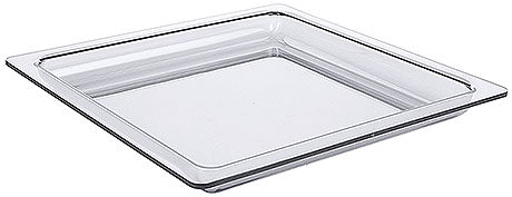 Transparente GN-Schale aus Glas.